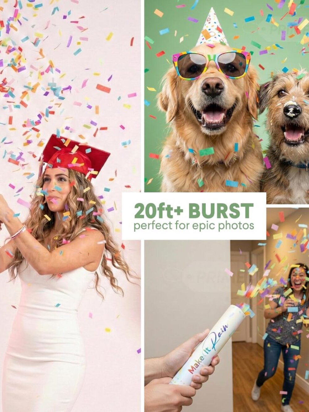 Confetti Cannon Poppers, Biodegradable Multicolor Paper, 2 Pack - Picture 5 of 10